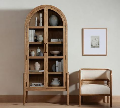 Wood Bookcase, Oak Cabinets, Rustic White, Kathy Kuo Home, Mortise And Tenon, Display Cabinet, Storage Cabinets, Solid Oak, Pottery Barn