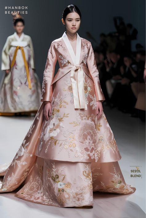 Hanbok's Pretty-in-Pink Korean Couture, Korean Traditional Fashion, Hanbok Women, South Korean Traditional Dress, Korean Royalty, Hanbok Traditional Korean Dress, Beautiful Hanbok, Pink Hanbok, Hanbok Aesthetic