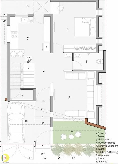 Residential Architecture Plan Layout, 1 Bhk Plan Layout, 30 X 30 House Plans, 40x30 House Plans, 1 Bhk House Plan, 3 Room House Plan, 3bhk House Plan, Residential House Design, Residence Plan