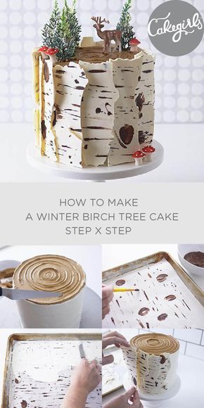 Birch Tree Cake Tutorial, Tree Cake Tutorial, Birch Tree Cake, Birch Cake, Birch Tree Cakes, Cake For Christmas, Tree Cake, Winter Inspired, Tree Cakes