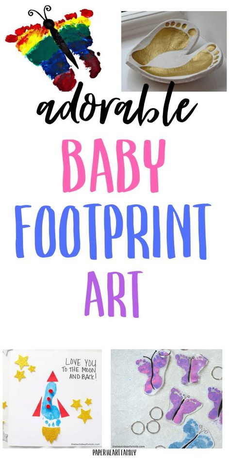 Adorable DIY baby footprint art ideas that you will love- make a great Christmas gift for dad, for Grandma or for mom on Mother's Day. A great baby keepsake to treasure forever. Make a butterfly, a rocket, and more! Footprint Craft For Grandma, Newborn Footprints Ideas, Baby Boy Footprint Art, Infant Mothers Day Crafts For Grandma, Baby Gifts For Grandma, Baby Footprint Art For Grandma, Infant Keepsake Crafts, Baby Keepsake Ideas Diy, Infant Hand And Footprint Art