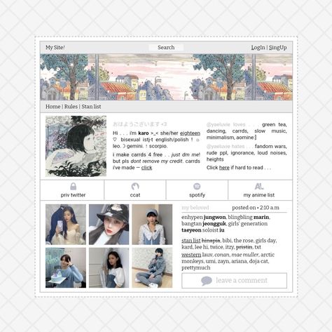 Carrd Theme, Cardd Inspo, Carrd Stuff, Whatsapp Theme, Card Inspo, Carrd Inspo, Layout Inspiration, Girl Day, Card Template