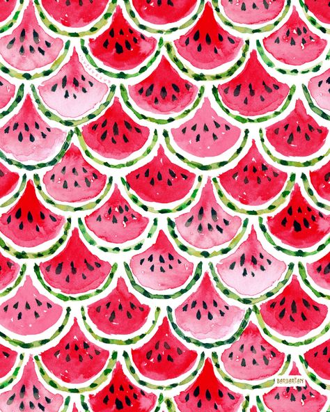 WATERMELON MERMAID – BARBARIAN by Barbra Ignatiev | Bold colorful art Watermelon Background Wallpapers, Watermelon Pattern Design, Watermelon Art Illustrations, Watermelon Mermaid, Summer Illustration Design, Watermelon Art Painting, Barbra Ignatiev, Watermelon Aesthetic, Watermelon Art Print