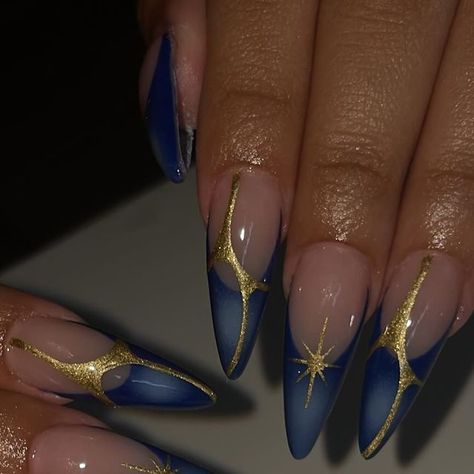 Nail Inspired Acrylic, Stellato Nails, Egyptian Acrylic Nails, Throne Of Glass Inspired Nails, Nails Acrylic Gemstone, Aphrodite Inspired Nails, Simple But Unique Nails, Sagittarius Inspired Nails, Royal Blue Nail Inspo Acrylic