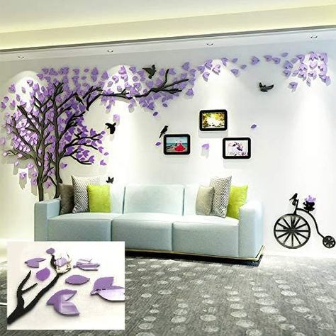 Easy to Install &Apply DIY Decor Sticker Home Art Decor. Purple Leaves with Frames, Left Large Rincon, Family Tree Picture Frames, 3d Wall Decals, 3d Tree, Wall Stickers 3d, Family Tree Wall Decal, Family Tree Wall, Tree Wall Stickers, Family Trees