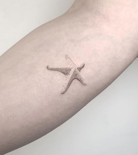 Trendy Simple and Small Starfish Tattoos You'll Love To See | Inku Paw Sea Life Tattoos, Small Beach Tattoos, Beach Tattoos, Starfish Tattoo, Seashell Tattoos, Shell Tattoos, Octopus Tattoos, Couple Tattoos Unique, Sea Tattoo