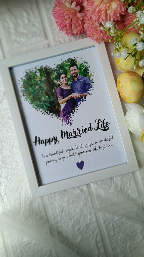 Wedding Photo Frame Background, Wedding Gift Photo Frame, Photo Frame Gift For Marriage, Splash Photo Frame, Couple Frames Ideas, Wedding Frame Gift Ideas, Happy Married Life Frame, Wedding Anniversary Frame Ideas, Wedding Photo Frame Design