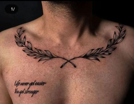 Collarbone Tattoos For Men, Rose Thorn Tattoo, Collar Bone Tattoo For Men, Thorn Tattoo, Bone Tattoo, Simple Tattoos For Guys, Cool Chest Tattoos, Neck Tattoos, Initial Tattoo