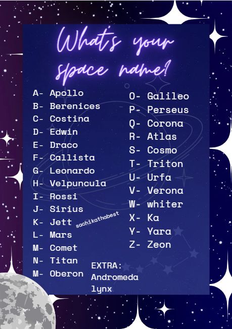 What Is Your Astronaut Name, Planet Name Ideas, Space Inspired Names, Galaxy Name Ideas, Space Username Ideas, Planet Names Ideas, Astronomy Names, Space Themed Names, Alien Names