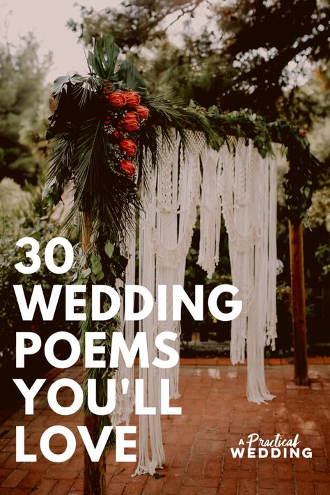 Wedding Poems: 30 Options For Your Ceremony | A Practical Wedding Love Poem For Wedding Ceremony, Love Poems For Wedding Ceremony Reading, Wedding Readings Unique, Wedding Ring Blessing, Wedding Poems Reading, Wedding Parents, Marriage Poems, Unique Rustic Wedding, Night Before Wedding