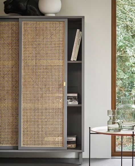 Armoire Dressing, Cane Furniture, Woven Furniture, Studio Apartment Decorating, Rattan Furniture, Interior Trend, Wood Cabinets, Ikea Hack, Visual Merchandising