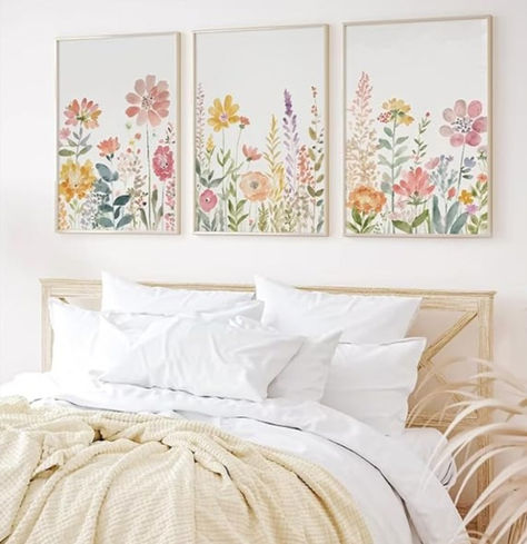 Watercolor Wildflower Wall Art Decor Colorful Flower Pictures Canvas Floral Botanical Wall Art Vintage Prints Poster Floral Painting Artwork for Living Room Bedroom 12x16 Inch Unframed Set of 3 Girls Floral Bedroom, Girl Wall Art Bedroom, Girls Flower Bedroom, Wildflower Bedroom, Cuadros Living, Wildflower Wall, Girls Bedroom Art, Floral Bedroom, Big Girl Bedrooms