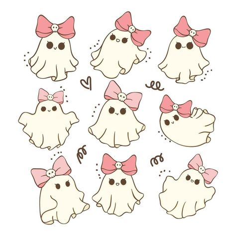 Kawaii, Cute Halloween Drawings Doodles, Cute Halloween Drawings, Ghost Drawing, Drawing Collection, Ghost Pattern, Cartoon Doodle, Ghost Cartoon, Spooktacular Halloween