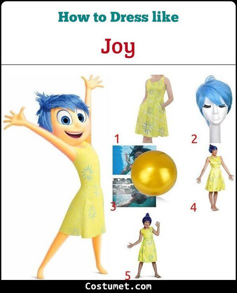 Inside Out Cosplay, Joy Costume, 2 Halloween Costumes, Inside Out Costume, Inside Out Joy, Film Theme, Joy Inside Out, Best Costumes, Blue Wig