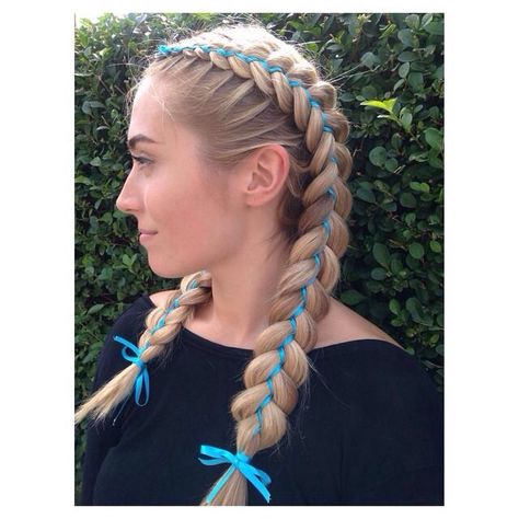 Do you like Ribbon with your braids? 💦The 5 Strand Ribbon braid 💦 #hbjbraids #hairbyjoel #london #hairstylist #braid #braids #ribbon #5strand #dutchbraid #hair #style #hairstyle #bridal #wedding #inspiration #hbjtexture Braids With Ribbon, Under Braids, Cute Sporty Hairstyles, Braids With Shaved Sides, Dutch Braid Hairstyles, Ribbon Braids, Dutch Braids, Long Box Braids