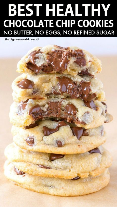 Celebrating Sweets, Healthy Chocolate Chip Cookies, Healthy Chocolate Chip, Healthy Cookie Recipes, Choc Chip Cookies, Healthy Sweet Treats, Cookie Calories, Healthy Chocolate, Healthy Cookies