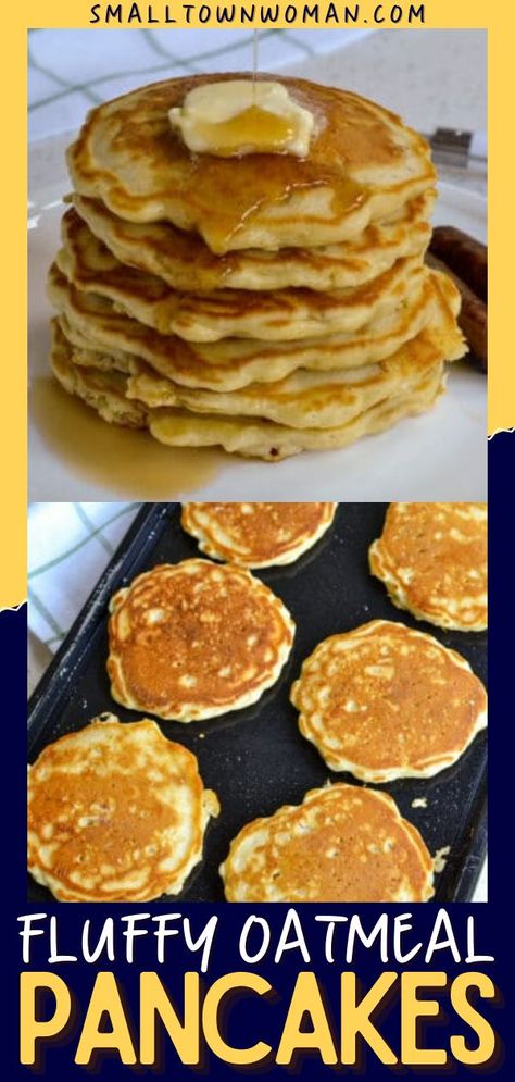 OATMEAL PANCAKES, healthy recipes, easy breakfast ideas Oatmeal Buttermilk Pancakes, Oatmeal Pancakes Recipe, Light And Fluffy Pancakes, Fruit Pancakes, Traditional Light, Easy Oatmeal, Oat Pancakes, Oatmeal Pancakes, Best Oatmeal