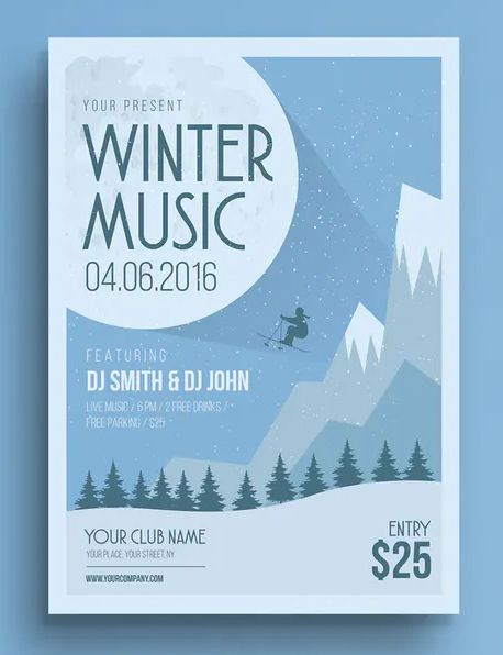 Winter Poster, Winter Music, Creative Flyer Design, Christmas Flyer, Psd Flyer Templates, Presentation Cards, Psd Flyer, Flyer Design Inspiration, Winter Festival