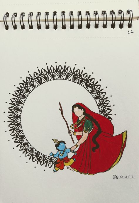 Radha Krishna Unique Painting, Krishna Mandala Art Easy, Krishna Drawing Mandala, God Mandala Art, Radha Krishna Mandala Art, Easy Pencil Art, Krishna Mandala Art, Krishna Mandala, Radha Krishna Drawing