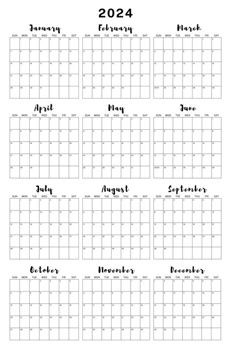 2024 Wall Calendar - Stay Organized All Year Organisation, Calendar 2024 Aesthetic Cute, Giant Calendar, Planer 2024, 2024 Schedule, 2024 Journal, Full Year Calendar, Vertical Calendar, Calendar Design Template