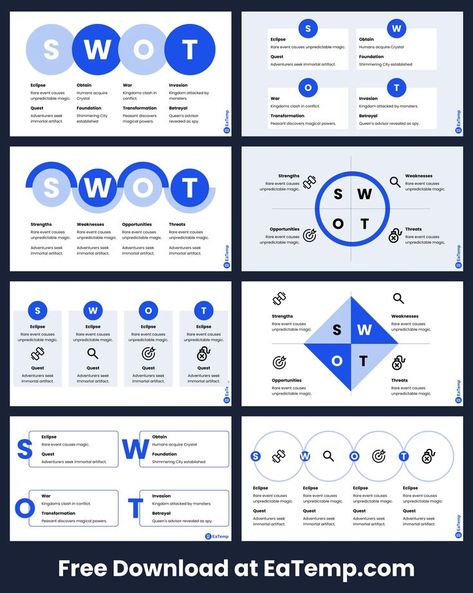 This free editable SWOT Analysis PowerPoint, Google Slides & Figma deck presentation template is the perfect tool to enhance your strategic planning and gain a competitive edge. Powerpoint Design Business Presentation, Brand Analysis Layout, Swot Analysis Layout, Swot Analysis Design Templates, Swot Presentation Design, Swot Analysis Template Powerpoint, Swot Analysis Architecture, Swat Analysis, Swot Presentation