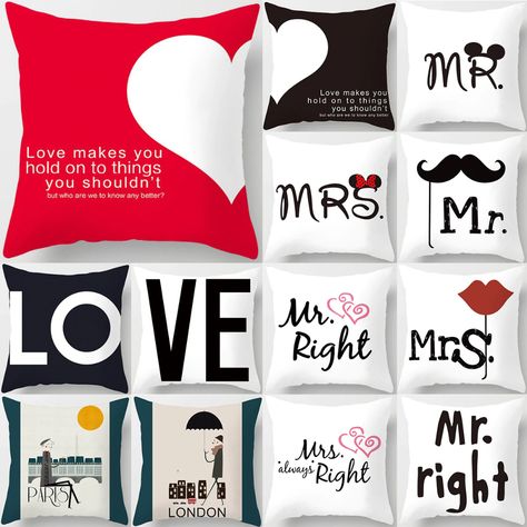 45*45cm New Square Decorative Throw Lovers Couple Pillow Case Cartoon Pattern sweetheart Pillowcase For Home Pillow Cover-in Pillow Case from Home & Garden on Aliexpress.com | Alibaba Group Couple Pillowcase, Couple Pillow, Heart Cushion, Heart Letter, Sweet Lover, Car Sofa, Decorative Throws, Sofa Decor, Sofa Pillows