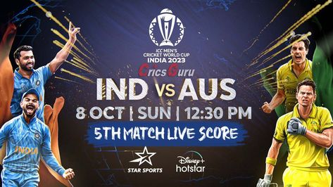 Content by CricsGuru.in IND vs AUS 5th Match Live Score, India vs Australia ODI World Cup Live Scorecard Today Match. How to Watch 5th Match Live between Australia vs India 2023 Live Score & Live Streaming on 8th October 2023, 02:00 PM IST at MA Chidambaram Stadium, Chennai. 5th Match Details Event: ICC ODI Cricket World Cup 2023Match: […] The post IND vs AUS 5th Match ... Ind Vs Aus Odi 2023, Ind Vs Aus World Cup 2023, India Vs Australia World Cup 2023, Chath Pooja Image, Ind Vs Aus, Australia Wallpaper, India Vs Australia, World Cup Live, India Match