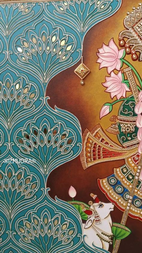 Divine exclusive Wallpiece design by @artmudra With very soulful, peaceful, divine voice of @_rajesh_ahir_ 🎵 Must watch this beautiful… | Instagram Limpan Art, Shreenath Ji, Lipan Art, Shree Nathji, Indian Wall Decor, Indian Traditional Paintings, Collage Paintings, Indian Wall Art, Lippan Art