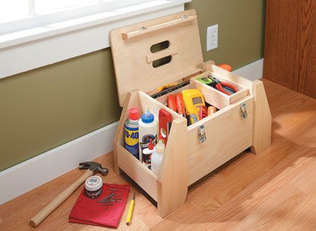 Wooden Tool Box, Woodsmith Plans, Garage Projects, Wood Tool Box, Outdoor Woodworking Projects, Dressing Design, Wooden Tool Boxes, Woodworking Tools Storage, Tool Tote