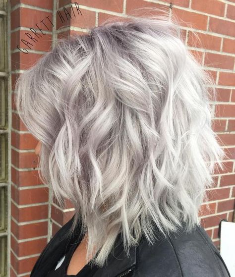 Wavy Silver Hair Short Haircuts, Layered Bob Short Over 50 Gray Hair, Thick Wavy Gray Hair Styles, White Haircuts For Women, Lob For Thick Wavy Hair, Edgy Shag Haircut, Bob 2023, Long Sleek Hair, Medium Shaggy Hairstyles