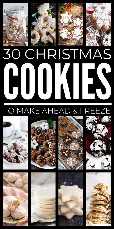 30 Christmas Cookies To Make Ahead & Freeze Christmas Cookie Dough Recipe, Freezable Cookies, Christmas Cookie Dough, Christmas Spritz Cookies, Cookie Swap Recipes, Shortbread Cookies Christmas, Spritz Cookie Recipe, Christmas Cookie Swap, Traditional Christmas Cookies