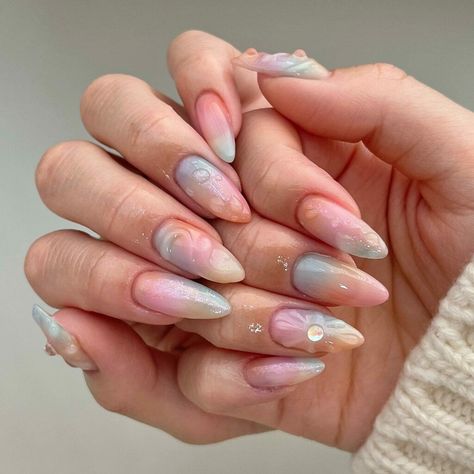 Pastel Colour Nails Acrylic, Cotton Candy Color Nails, Candy Color Nails, Pastel Swirl Nails, Candy Nails Designs, Nails Cotton Candy, Whimsical Nails, Candy Nail Art, Pastel Color Nails