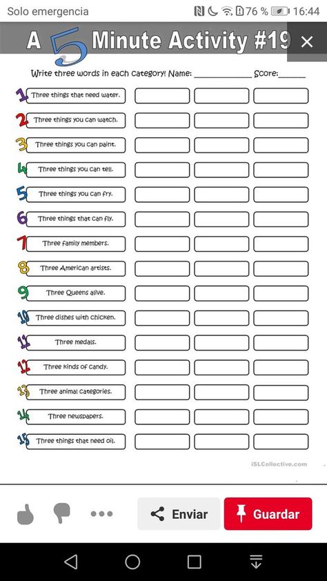 Pin by Inga Mockapetris on skills lab ideas in 2022 | English lessons for kids, English lessons, English teaching materials 5 Minute Activity Worksheet, Ingles Kids, Speaking Activities English, Lab Ideas, Cognitive Activities, Esl Teaching Resources, English Teaching Materials, Social Skills Activities, Speaking Activities