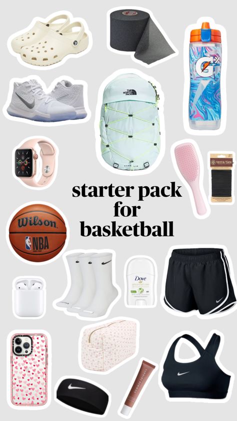 Basketball Bag Essentials, Sports Bag Essentials, Girls Gym Bag, Sporty Girl Aesthetic, School Backpack Essentials, Volleyball Bag, Basketball Moves, Basketball Accessories, Basketball Bag