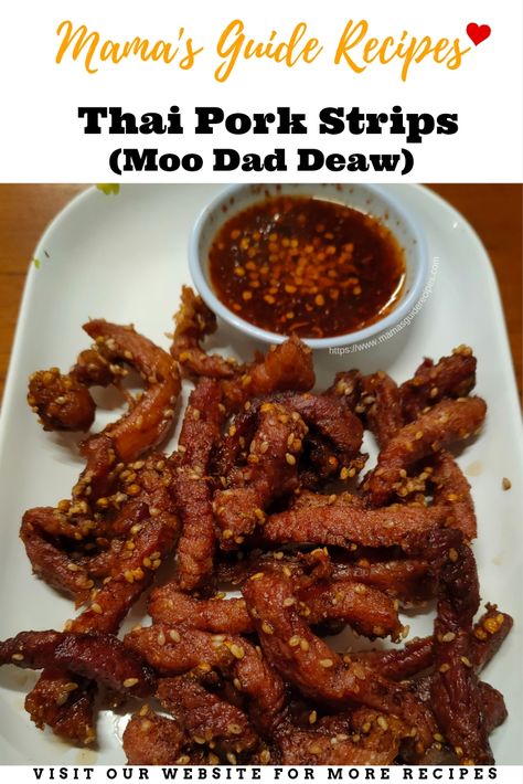 Thai Pork Strips (Moo Dad Deaw) is an excellent and incredibly authentic Thai appetizer. Traditionally it is done by sun drying Thai Appetizer, Loin Recipes, Thai Recipes Authentic, Thai Pork, Pinoy Recipes, Pad Thai Recipe, Recipes Asian, Pork Loin Recipes, Fast Foods