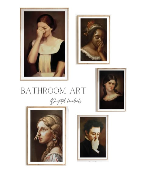 Powder Room Framed Art, Bathroom Photography Art, Bathroom Modern Art, Frames On Bathroom Wall, Chic Bathroom Art, Half Bathroom Art, Half Bath Artwork Wall Art, Bathroom Artwork Funny, Unique Bathroom Decor Ideas