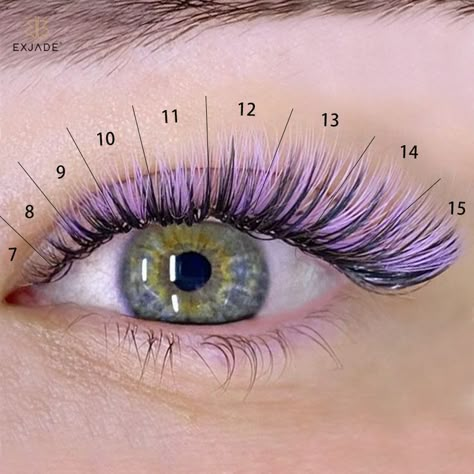 Ombre Eyelash Extensions, Color Lash Mapping, Eyelash Extension Color Ideas, Ombre Lash Extensions, Ombré Lashes, Color Lash Extensions, Colored Eyelashes, Mama Hair, Lash Map