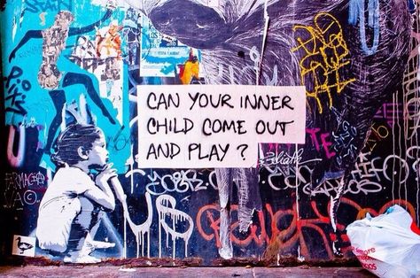 can your inner child come out & play? Genius Hour, Street Art Banksy, Best Street Art, Street Art Graffiti, Inner Child, Street Artists, A Sign, Banksy, Urban Art