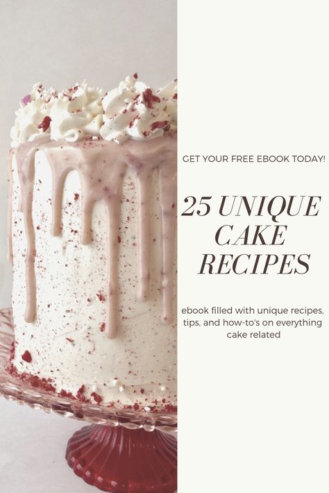 get an ebook for free just by signing up! filled with 25 unique cake recipes, tips and how-to's Unique Cake Recipes, Cake Recipes For Kids, Cake Tips, Basic Cake, Wedding Cake Recipe, Cake Recipes From Scratch, Cake Fillings, Recipe From Scratch, Unique Cakes