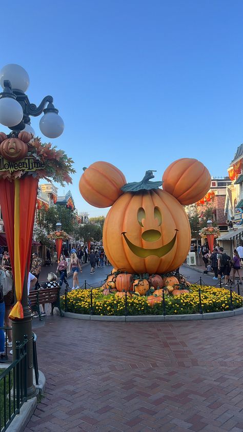 Disneyland Pumpkin Pictures, Disney World During Halloween, Disney During Halloween, Disneyland In The Fall, Disney In Halloween, Disneyland Paris October, Disneyland Aesthetic Halloween, Disneyland California Halloween, Disney In Fall