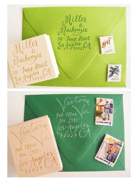 Los Angeles, Decorating Envelopes, Unique Envelopes, Computer Font, Letter Addressing, Carved Stamps, Envelope Art, Custom Calligraphy, Return Address Stamp