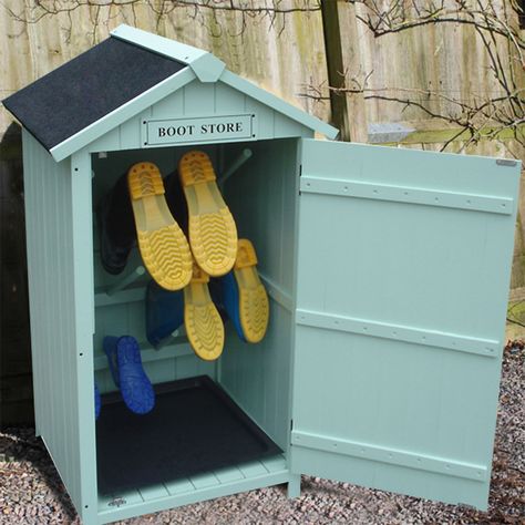 Affordable Garden Designs for Outdoor Living - Sue Ryder | If you’re one for muddy walks and/or getting messy in the garden, you might be glad to know that you can now hide those unsightly welly boots with this rather fab Boot storage shed. #gardeninspo #gardenstorage #gardenideas #outdoorliving #storageideas #garden #interiors #gardenlove #outdoorideas #outdoorfurniture Wellie Storage, Welly Storage, Outdoor Shoe Storage, Wellie Boots, Innovative Thinking, Gingerbread Cottage, Welly Boots, Shoe Cubby, Garden Wood