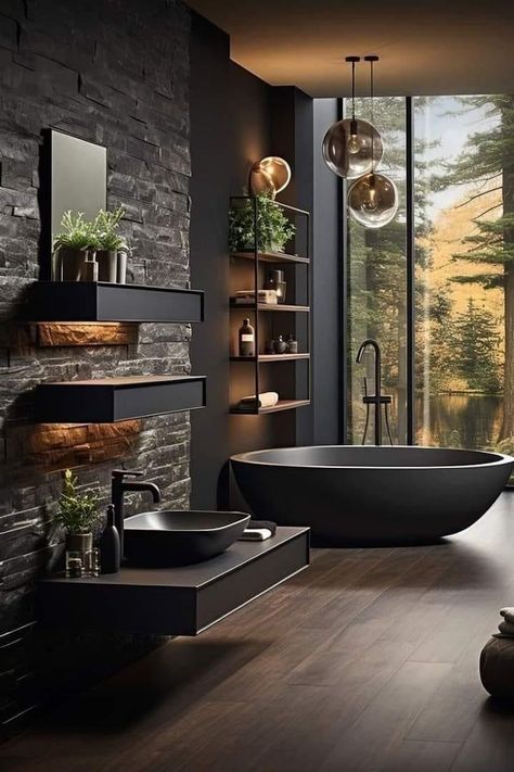 Bathroom Design Styles, Bathroom Accent Wall, Zen Bathroom, Bathroom Decor Luxury, Kitchen Interiors, Bathroom Decorating, Bathroom Design Decor, Bathroom Inspiration Decor, Small Bathroom Design