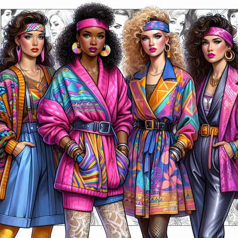 Discover Iconic '80s Style: The Timeless Fashion of The Golden Girls (1985) Fashion, much like memory, is often a tapestry of moments, designs, and cu... 1980s Glamour, 80’s Outfits, Sapphire Dress, Structured Jacket, Fashion Landscape, Youth Culture, Long Tunic, 1980s Fashion, Golden Girls