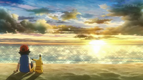 Pokemon Beach, Ash E Pikachu, Pokémon Journeys, Pikachu Pokeball, Pokemon Drawing, Beautiful Frames, Pokemon Sketch, Boat Wallpaper, Novel Cover