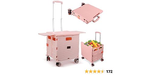 Amazon.com: Foldable Utility Cart Collapsible Portable Crate Rolling Carts with Wheels Tote Basket with Magnetic Lid Telescopic Cover Wear-Resistant 360°Rotate Wheel Noiseless for Shopping Storage Office Use : Everything Else Teacher Cart, Rolling Carts, Folding Shopping Cart, Rolling Utility Cart, Storage Office, Rolling Storage Cart, Tool Cart, Rolling Storage, Utility Cart