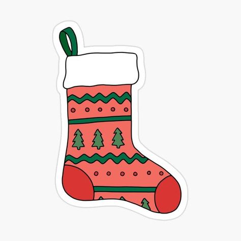 "Christmas Stocking Holiday" Sticker for Sale by murialbezanson Natal, Christmas Stocking Designs, Aesthetic Christmas Stickers, Christmas Aesthetic Stickers, Christmas Sticker Ideas, Christmas Stickers Aesthetic, Xmas Preppy, Christmas Stickers Png, Cute Christmas Stickers