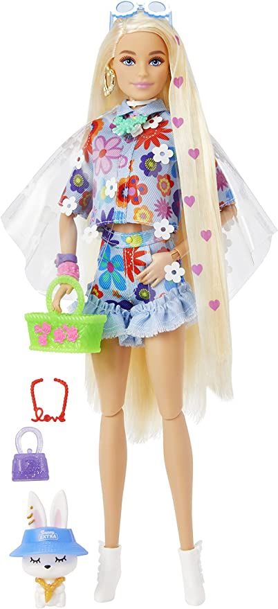 Barbie Extra Dolls, Barbie Doll Hairstyles, Barbie Convention, Extra Fashion, Flower Sunglasses, Tie Dye Jeans, Pet Bunny, Confident Style, Barbie Style