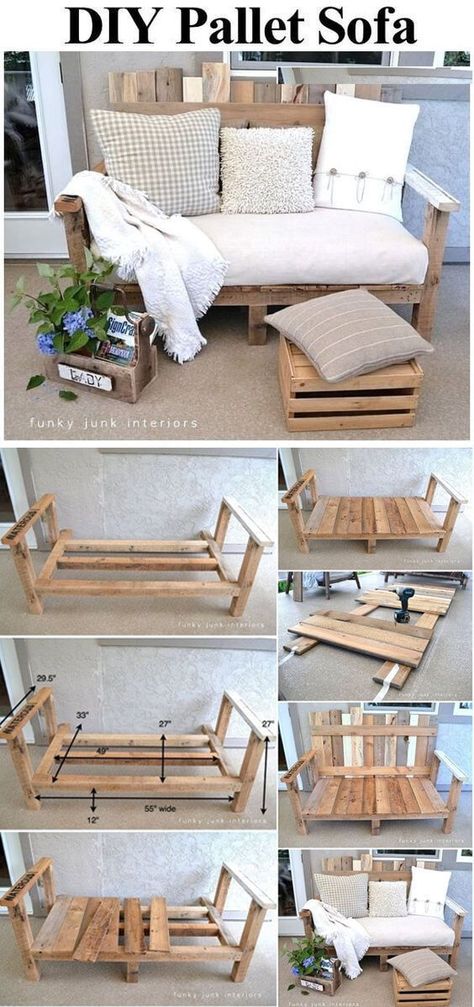 Palette Sofa, Diy Pallet Sofa, Pallet Furniture Living Room, Pallet Sofa, Decor Ikea, Dekor Diy, Diy Furniture Hacks, Pallet Decor, Furniture Chairs