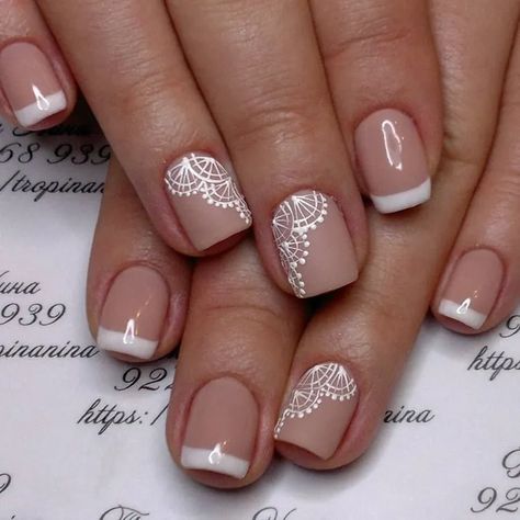 Lace Nail Art, Fall Nail Art Designs, Lace Nails, Nails Wedding, Nail Art Wedding, Bride Nails, Diy Nail Designs, Ideas Nails, Fall Nail Art